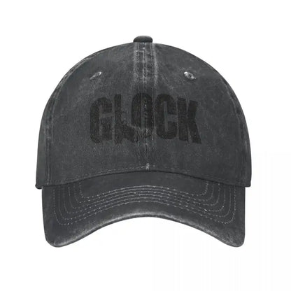 "Aim for Style: Distressed Denim Glock Tactical Shooting Baseball Caps"
