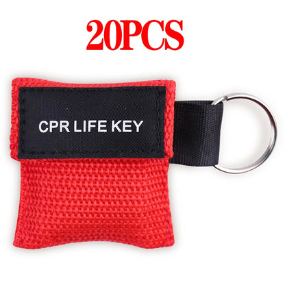 20/50Pcs Disposable One-way CPR Resuscitator Mask First Aid Emergency Breathing Face Shield Keychain Outdoor Emergency Survival