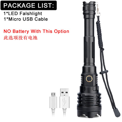 XHP160 16-Core Powerful Flashlight Torch USB Rechargeable Tactical Hunting Flashlight 21700 Zoom Lamp LED Flash Light Zoomable