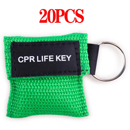 20/50Pcs Disposable One-way CPR Resuscitator Mask First Aid Emergency Breathing Face Shield Keychain Outdoor Emergency Survival
