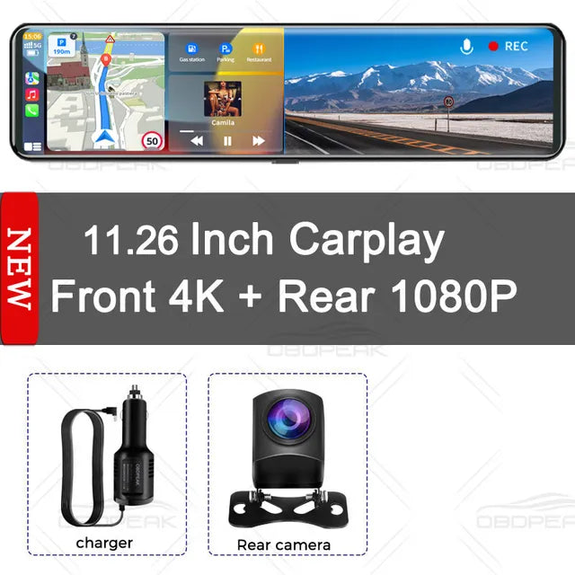"K4 11.26" Carplay & Android Auto Enabled Dash Cam: Ultimate Driving Assistant"