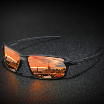 Men's Sports Sunglasses Polarized Cool Mirror Lens Square Driving Shades Outdoor Fishing Sun Glasses With Free Box