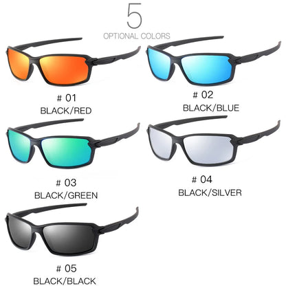 Men's Sports Sunglasses Polarized Cool Mirror Lens Square Driving Shades Outdoor Fishing Sun Glasses With Free Box