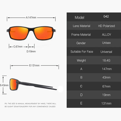 Men's Sports Sunglasses Polarized Cool Mirror Lens Square Driving Shades Outdoor Fishing Sun Glasses With Free Box