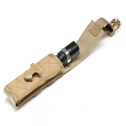"Rugged Outdoor Tactical MP5 Molle Pouch with Expandable Baton and Flashlight Holder"