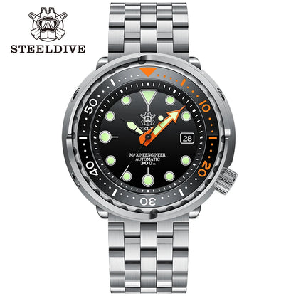 STEELDIVE Brand SD1975C Super Luminous 47.5MM Big Tuna 30Bar Waterproof Luminous NH35 Sports Mechanical Dive Watch For Men