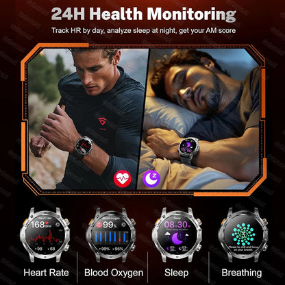 2025 New Military T-Rex 3 Ultra 1000mAh Battery Smart Watch with Flashlight