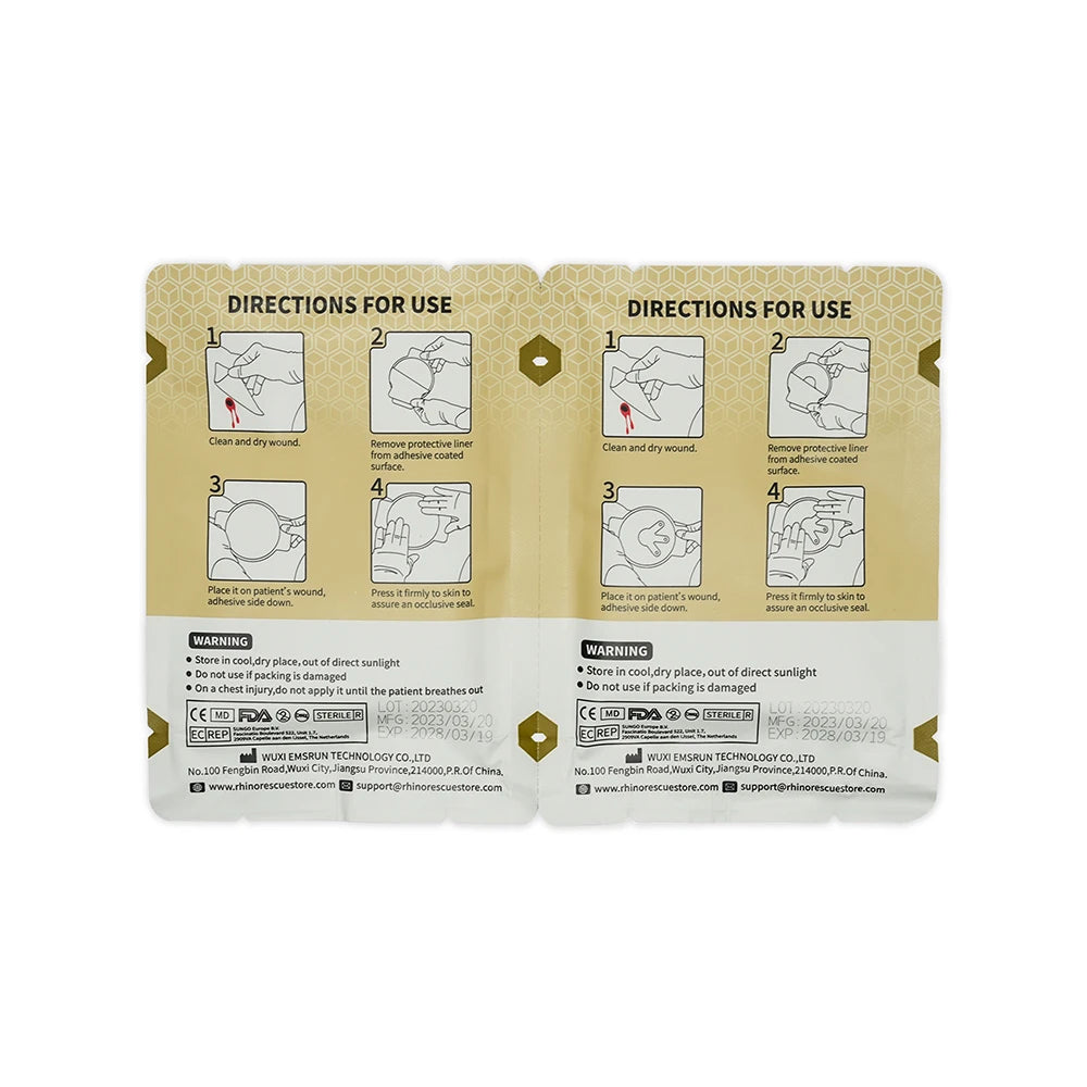 RHINO RESCUE Vent Chest Seal Twin Pack,Trauma Dressing Kit