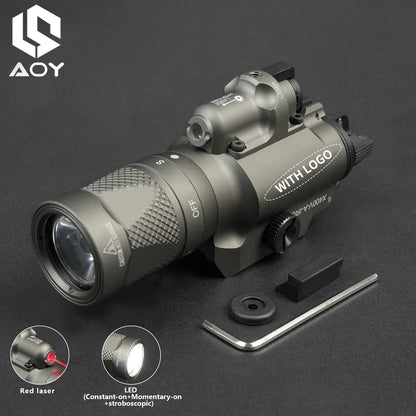 Tactical X400V Red Laser+LED White Flashlight Constant/Momentary X400U X400 Metal Hanging Scout Light Hunting Accessory
