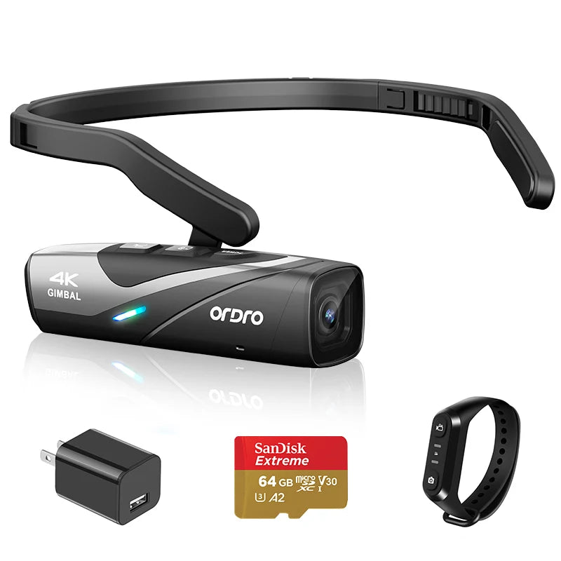 ORDRO EP8 4K 60fps Video Camera Head Wearable Digital Camcorder for Youtube Professional 2-Axis Gimbal Stabilization Vlog Camera