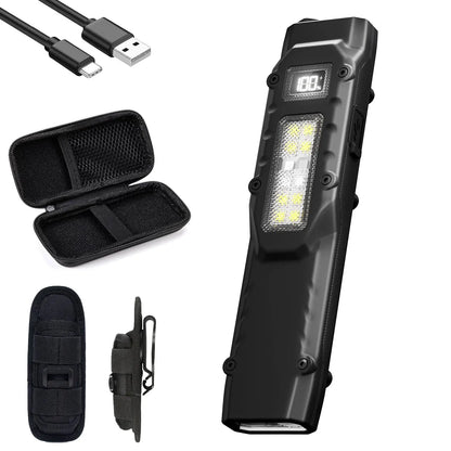 Xion New Tactical Flashlight - Triple-Light Source, Aluminum Alloy Ultra-Thin EDC Rechargeable LED Flashlight