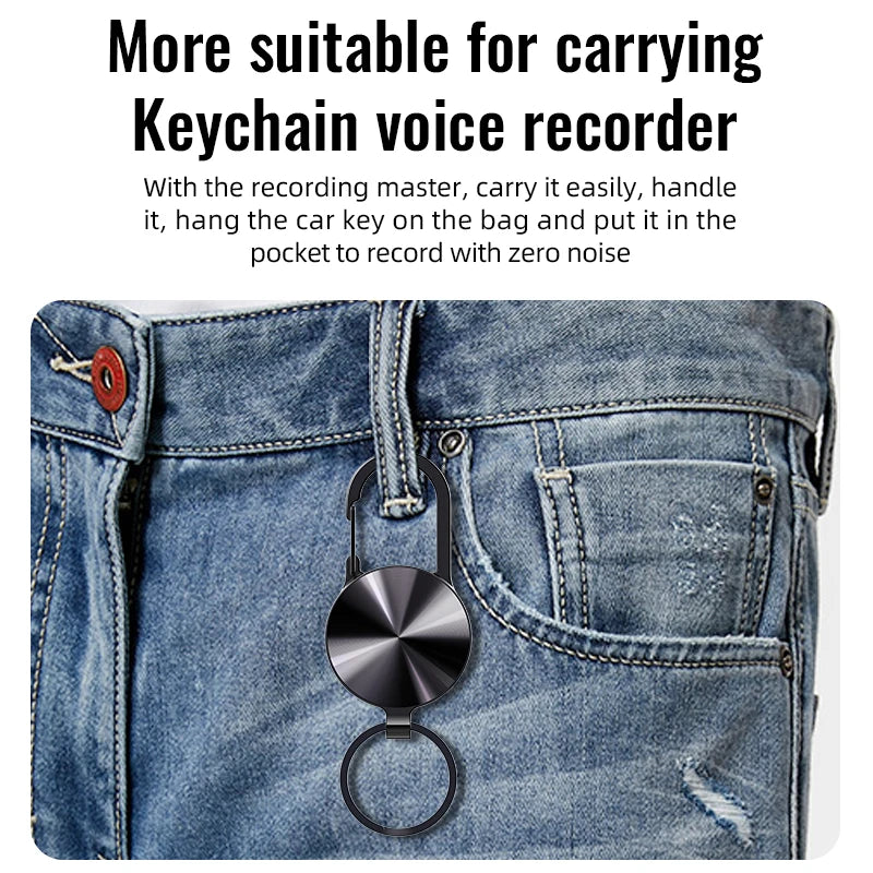 32GB Keychain Mini Voice Recorder Activated Sound Professional HD Noise Reduction Digital Dictaphone