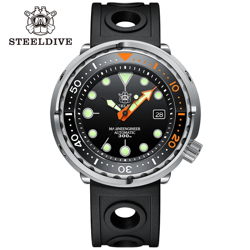 STEELDIVE Brand SD1975C Super Luminous 47.5MM Big Tuna 30Bar Waterproof Luminous NH35 Sports Mechanical Dive Watch For Men