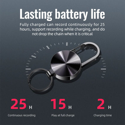 32GB Keychain Mini Voice Recorder Activated Sound Professional HD Noise Reduction Digital Dictaphone