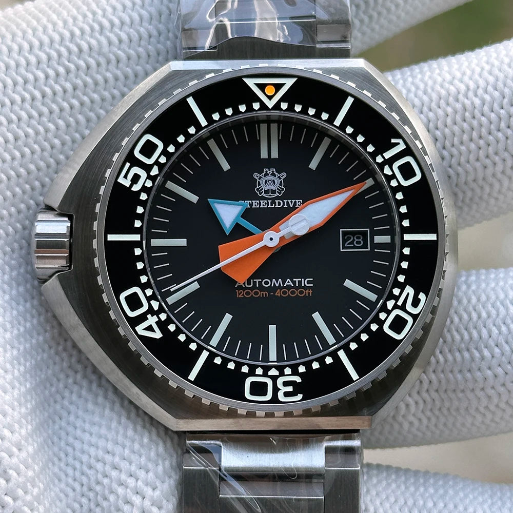 STEELDIVE SD1985 Japan Movement 1200M Waterproof Left-Crown Watch Sapphire Glass Automatic Mechanical Diving Date Watch for Men