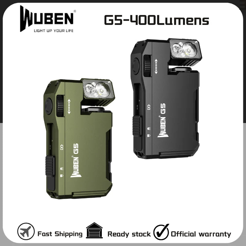 WUBEN G5 400Lumens Mini EDC Light Rechargeable, Ultra-lightweight 180° Rotating Head With Magnetic Tail