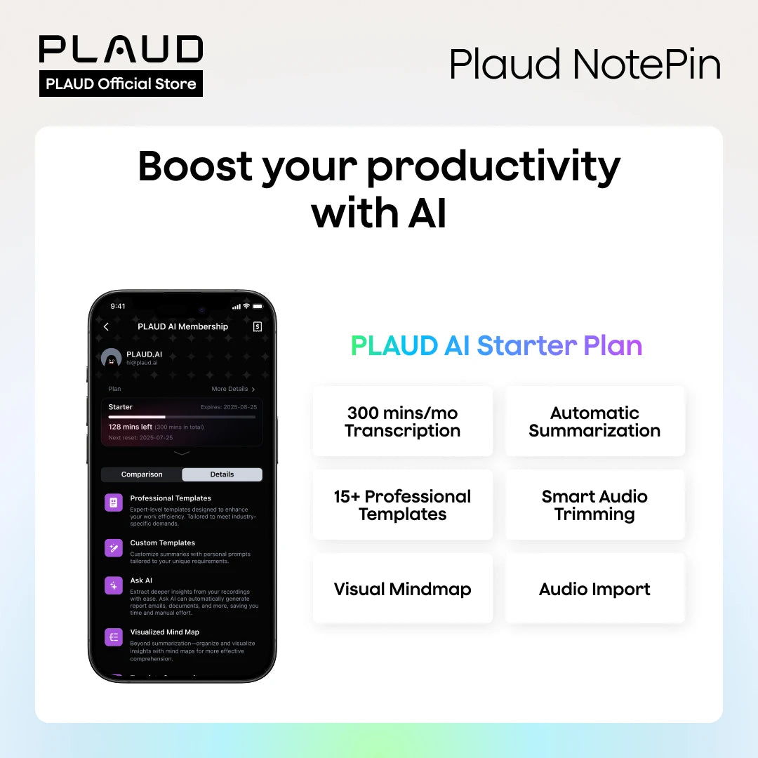 PLAUD NotePin Wearable AI Voice Recorder, a security officers report note taker.