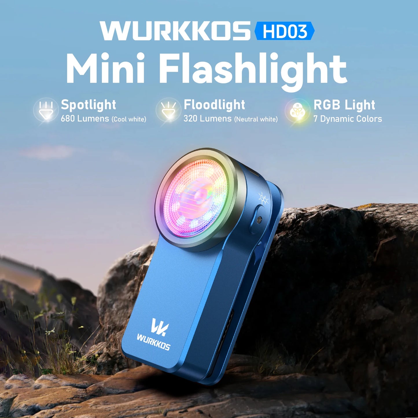 HD03 Clip Light 680LM USB C Rechargeable Pocket Flashlight