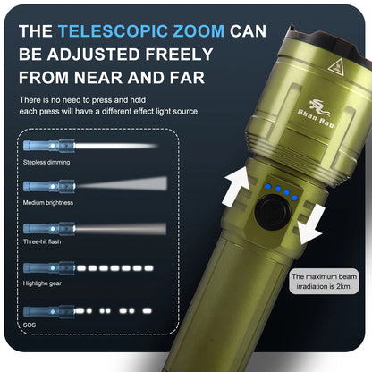 3000LM Outdoor Zoom Waterproof Flashlight