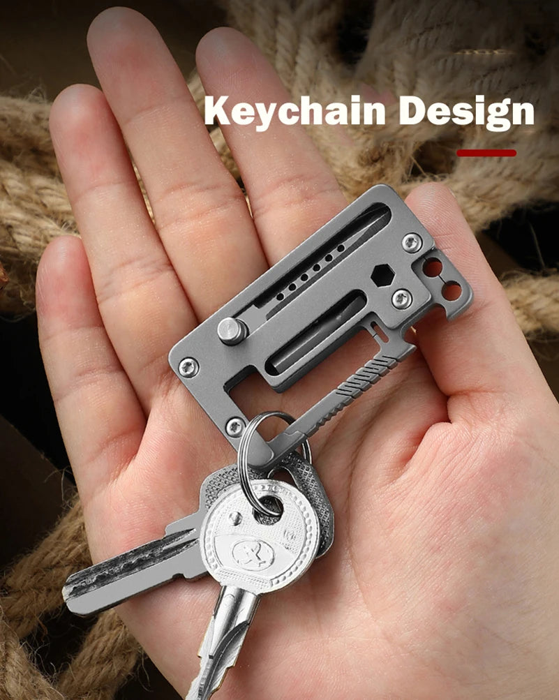 5 IN 1 Titanium Alloy Keychain Folding Multifunction EDC Tool