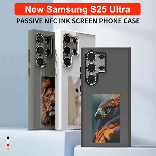 NFC Function AI Phone Cases For Samsung Galaxy S25 Ultra S24U ink Screen DIY Four Colors Screen Wireless Transmission Phone Case