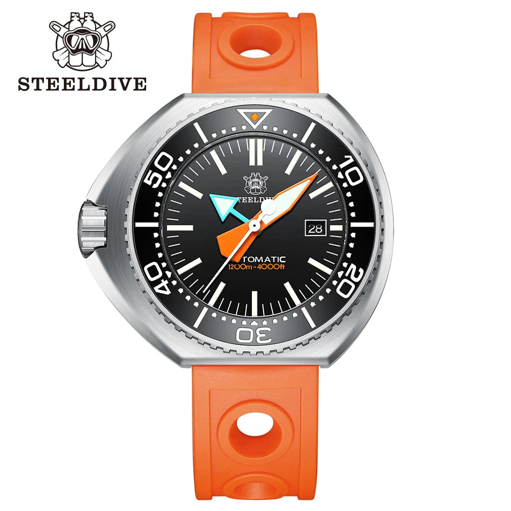 STEELDIVE SD1985 Japan Movement 1200M Waterproof Left-Crown Watch Sapphire Glass Automatic Mechanical Diving Date Watch for Men