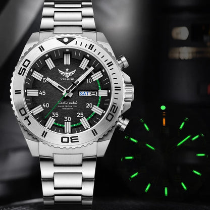 V1035 44mm Men Diving Watc Kinetic Energy Watch 100m luminous Japan PX83 Sapphire
