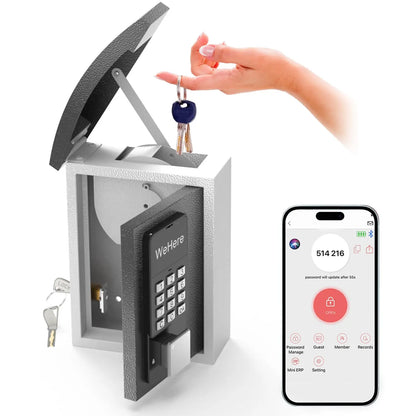 Password Remote Control Key Lock Box Wall Mount with Key Drop Slot Key Storage Box Smart Key Safe OTP/APP Bluetooth/Code Unlock