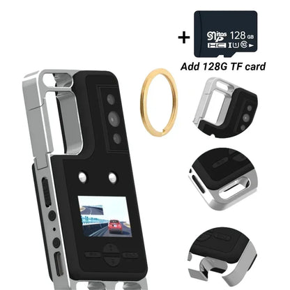 2K HD Mini Camera Keychain Outdoor Lighting Camcorder 1080P Sports Cam Motorcycle Riding Waterproof Back Clip Video Recorder DV