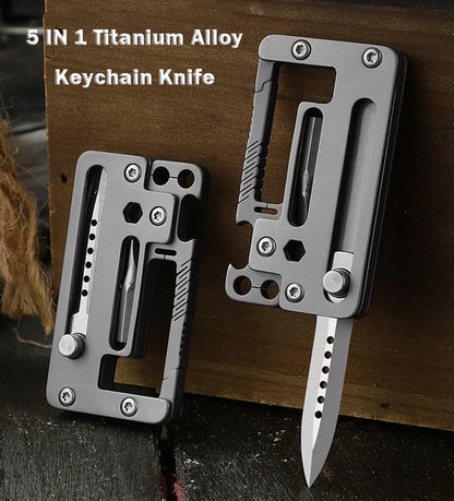 5 IN 1 Titanium Alloy Keychain Folding Multifunction EDC Tool