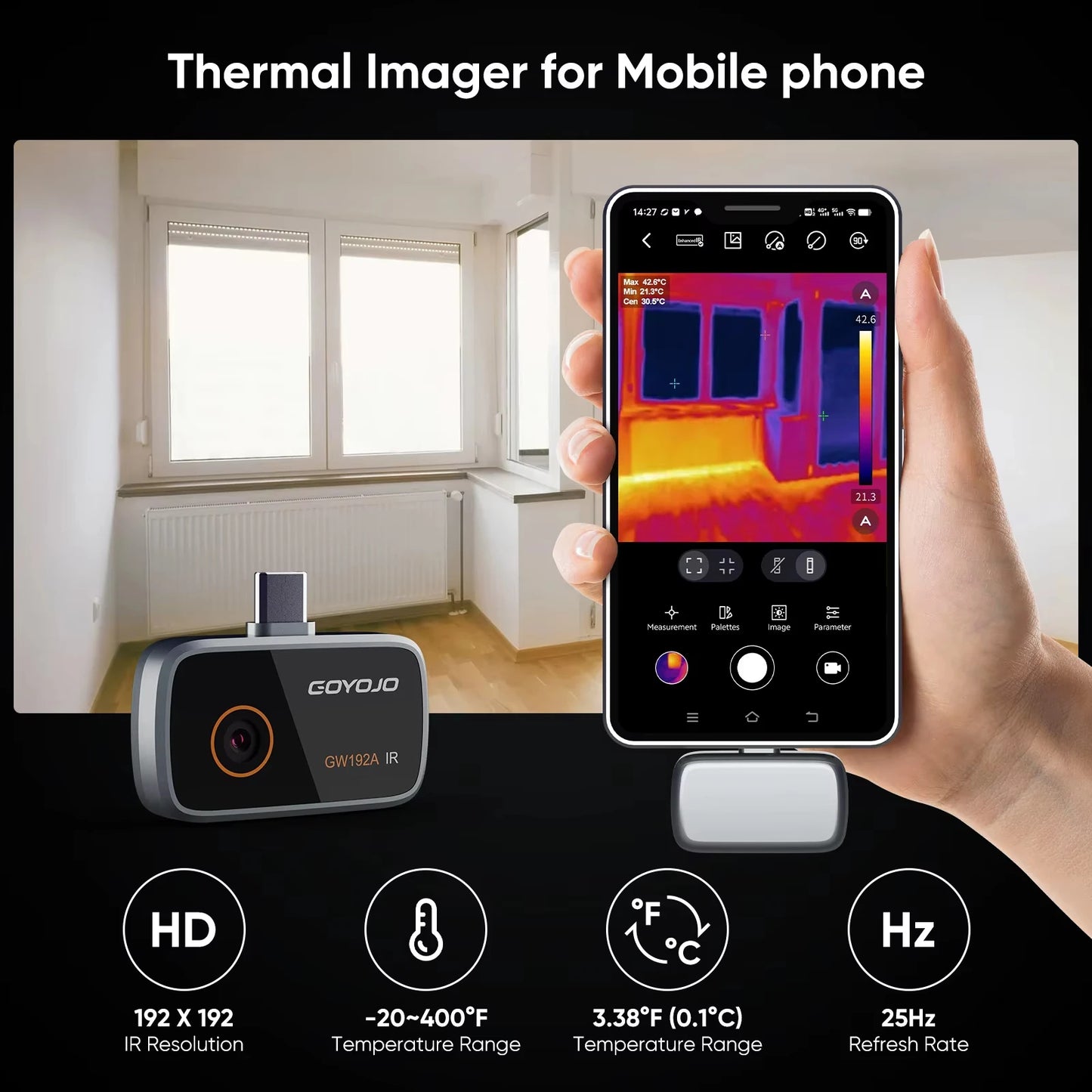 GOYOJO Thermal Imaging Camera for iPhone & Android Phone Infrared  Thermographic Camera