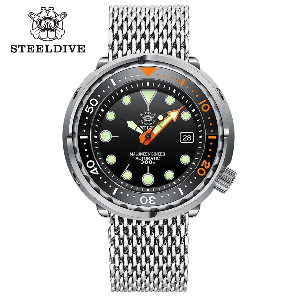 STEELDIVE Brand SD1975C Super Luminous 47.5MM Big Tuna 30Bar Waterproof Luminous NH35 Sports Mechanical Dive Watch For Men
