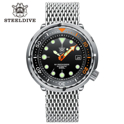 STEELDIVE Brand SD1975C Super Luminous 47.5MM Big Tuna 30Bar Waterproof Luminous NH35 Sports Mechanical Dive Watch For Men