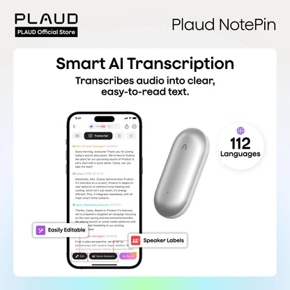 PLAUD NotePin Wearable AI Voice Recorder, a security officers report note taker.