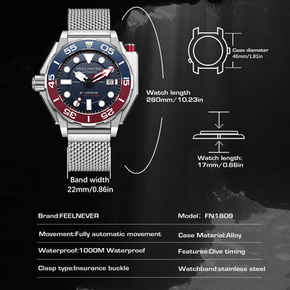 FeelNever New Top brand Men Luxury Watch 1000m