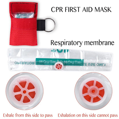 20/50Pcs Disposable One-way CPR Resuscitator Mask First Aid Emergency Breathing Face Shield Keychain Outdoor Emergency Survival