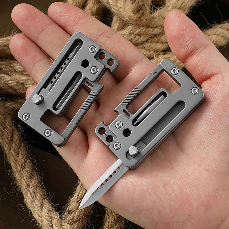 5 IN 1 Titanium Alloy Keychain Folding Multifunction EDC Tool