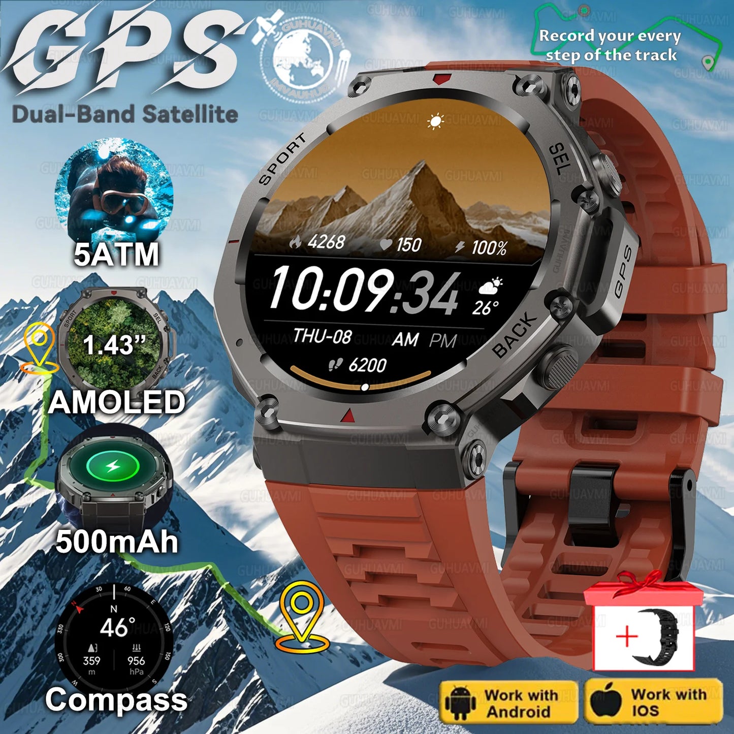 T-Rex 3 Built-in Dual-band GPS Smart Watch