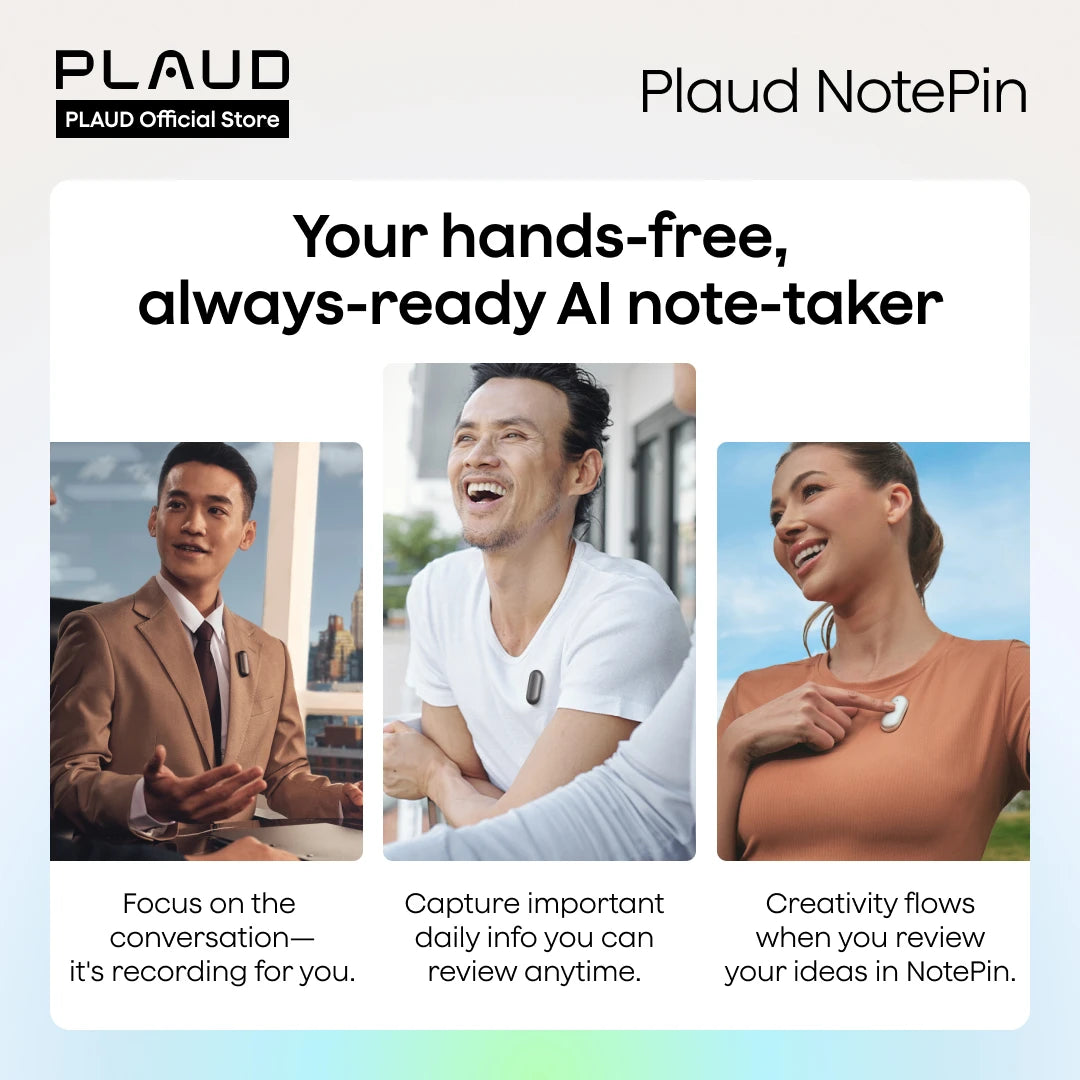 PLAUD NotePin Wearable AI Voice Recorder, a security officers report note taker.