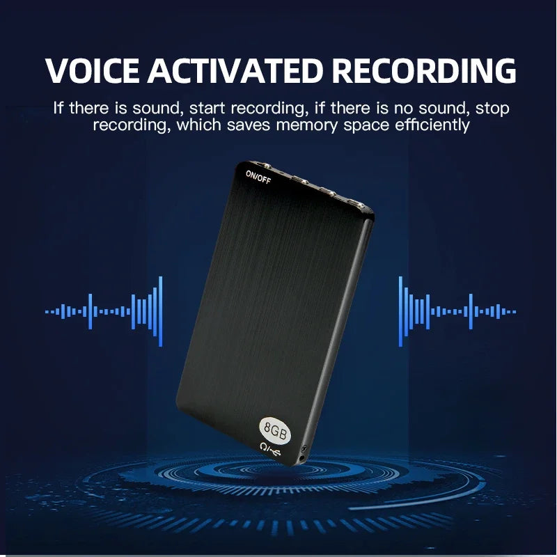 UltraThin Mini Activated Digtal Voice Recorder Espia Card 8-32GB   Dictaphone Sound Record MP3 Player