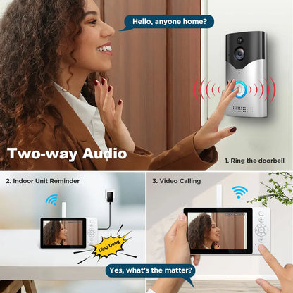 Srihome SH054 5Inch Screen 4MP 1440p Wireless WIFI Doorbell Solar IP Camera Kit Video Door Phone Visual Door Viewer Camera