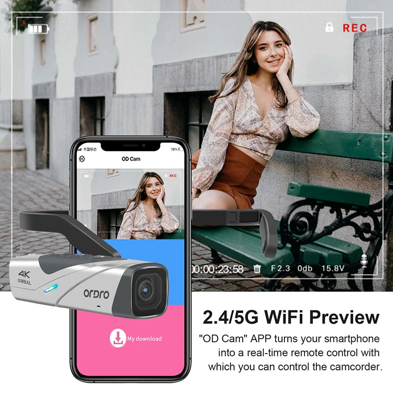 ORDRO EP8 4K 60fps Video Camera Head Wearable Digital Camcorder for Youtube Professional 2-Axis Gimbal Stabilization Vlog Camera