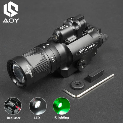 Tactical X400V Red Laser+LED White Flashlight Constant/Momentary X400U X400 Metal Hanging Scout Light Hunting Accessory