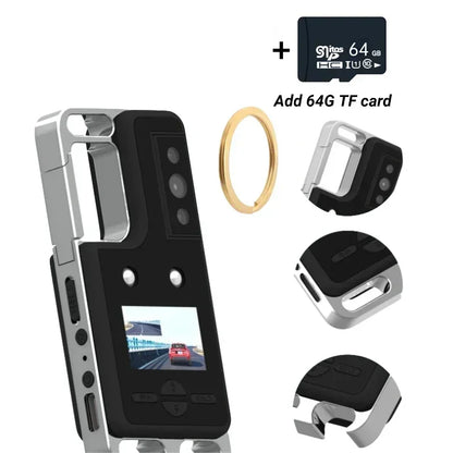 2K HD Mini Camera Keychain Outdoor Lighting Camcorder 1080P Sports Cam Motorcycle Riding Waterproof Back Clip Video Recorder DV