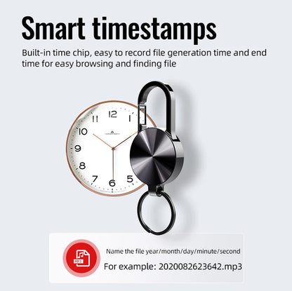 32GB Keychain Mini Voice Recorder Activated Sound Professional HD Noise Reduction Digital Dictaphone