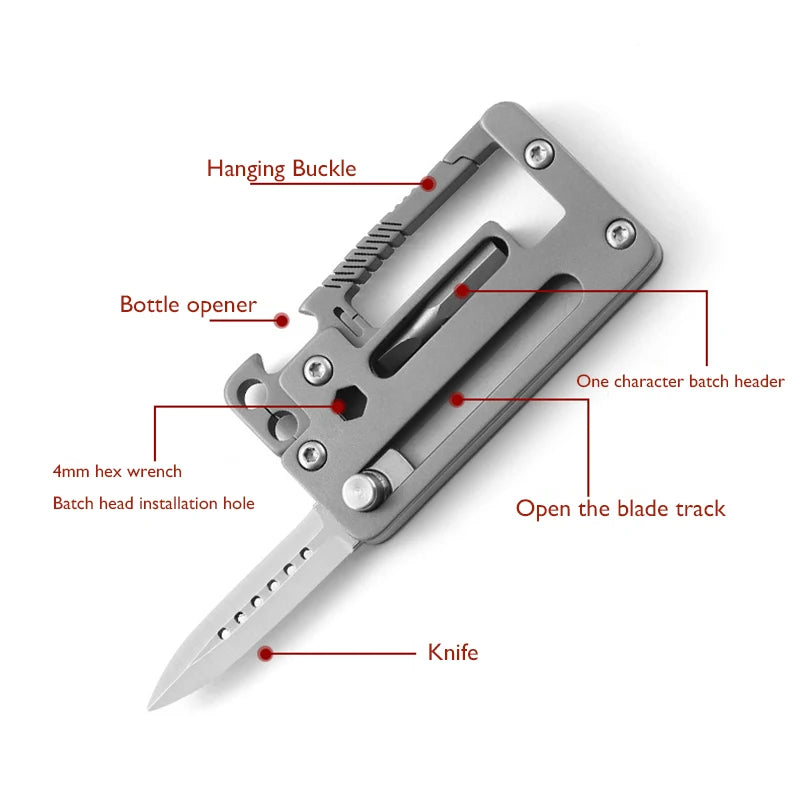 5 IN 1 Titanium Alloy Keychain Folding Multifunction EDC Tool