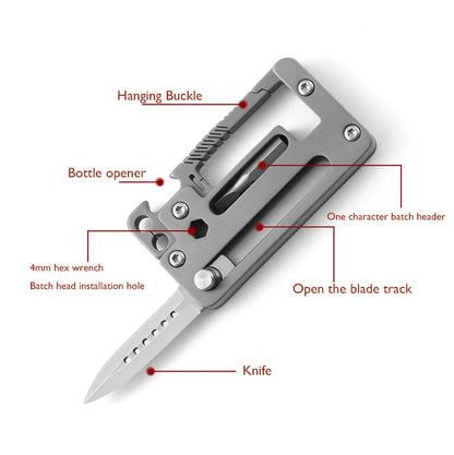 5 IN 1 Titanium Alloy Keychain Folding Multifunction EDC Tool