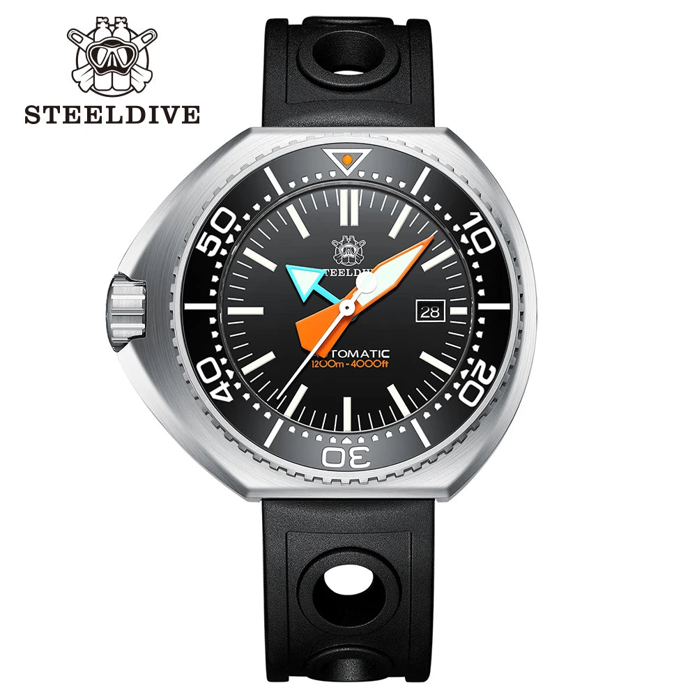 STEELDIVE SD1985 Japan Movement 1200M Waterproof Left-Crown Watch Sapphire Glass Automatic Mechanical Diving Date Watch for Men