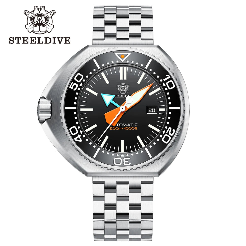 STEELDIVE SD1985 Japan Movement 1200M Waterproof Left-Crown Watch Sapphire Glass Automatic Mechanical Diving Date Watch for Men