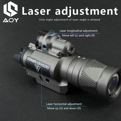 Tactical X400V Red Laser+LED White Flashlight Constant/Momentary X400U X400 Metal Hanging Scout Light Hunting Accessory